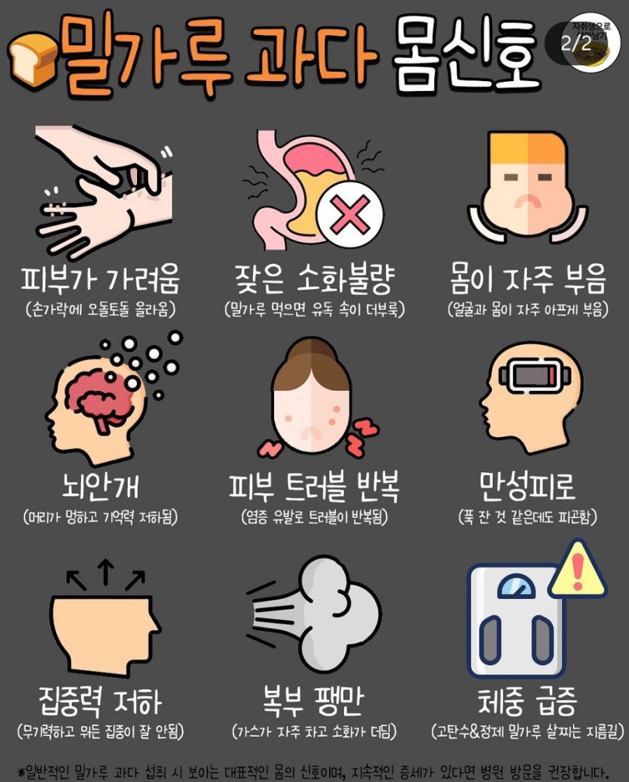 밀가루 과다 몸신호