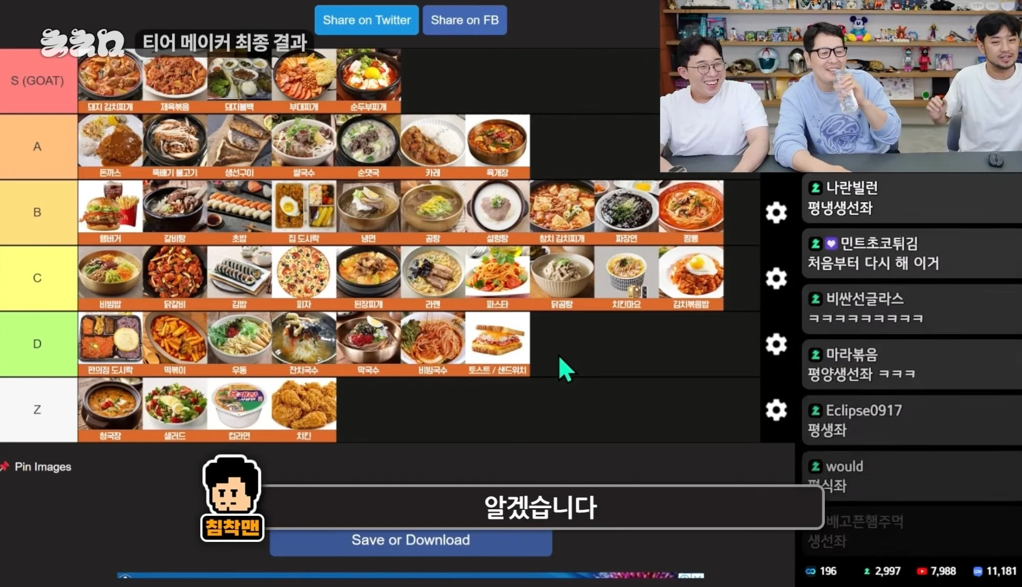 논란의 직장인 점심메뉴 순위