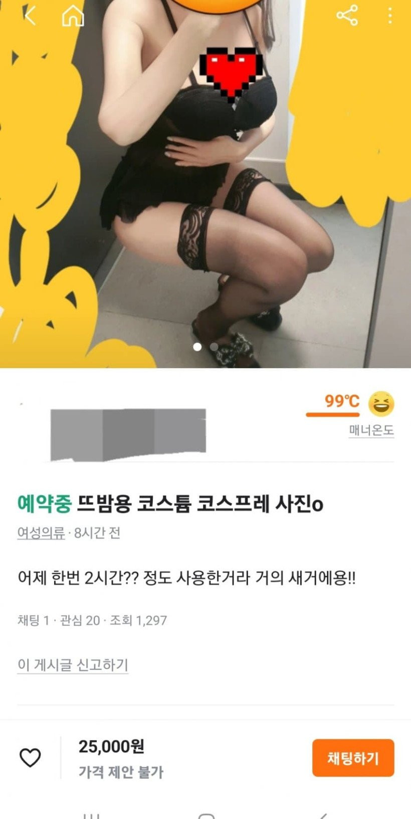 당근에 올라온 뜨밤용 코스튬 착샷