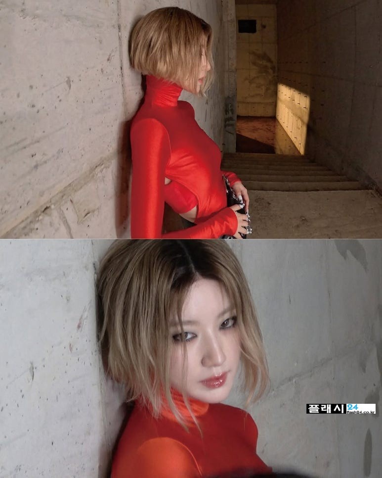 아이들 슈화 스판 빨간 원피스