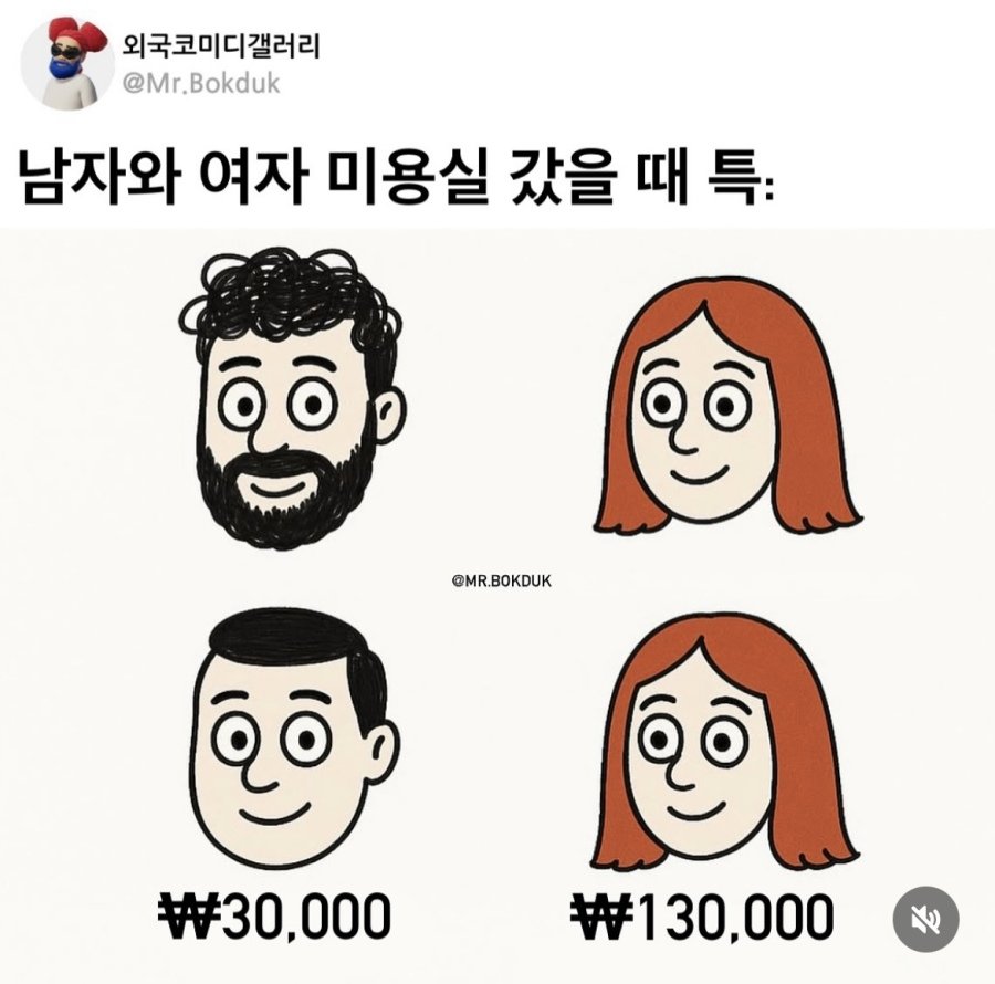 남자와 여자 미용실 갔을때 특